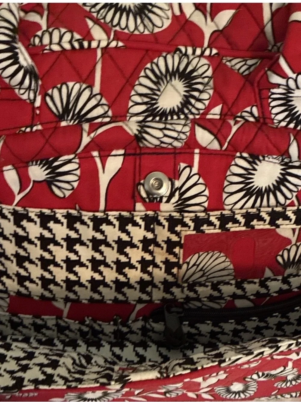 Vera Bradley Red and White Quilted Floral Laptop Tote